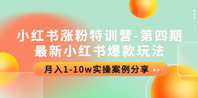 小红书涨粉特训营-第四期：最新小红书爆款玩法，月入1-10w实操案例分享-观竹阁