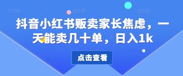 抖音小红书售卖家长的焦虑，一天可以卖几十单，日入1k-忙忙软件库