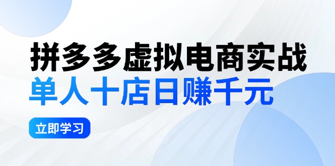 （12326期）拼夕夕虚拟电商实战：单人10店日赚千元，深耕老项目，稳定盈利不求风口-忙忙软件库