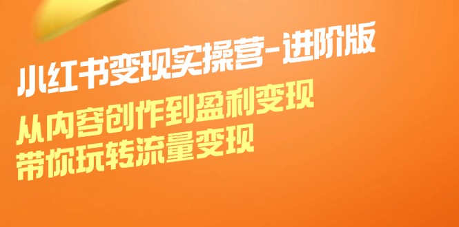 （12234期）小红书变现实操营-进阶版：从内容创作到盈利变现，带你玩转流量变现-忙忙软件库