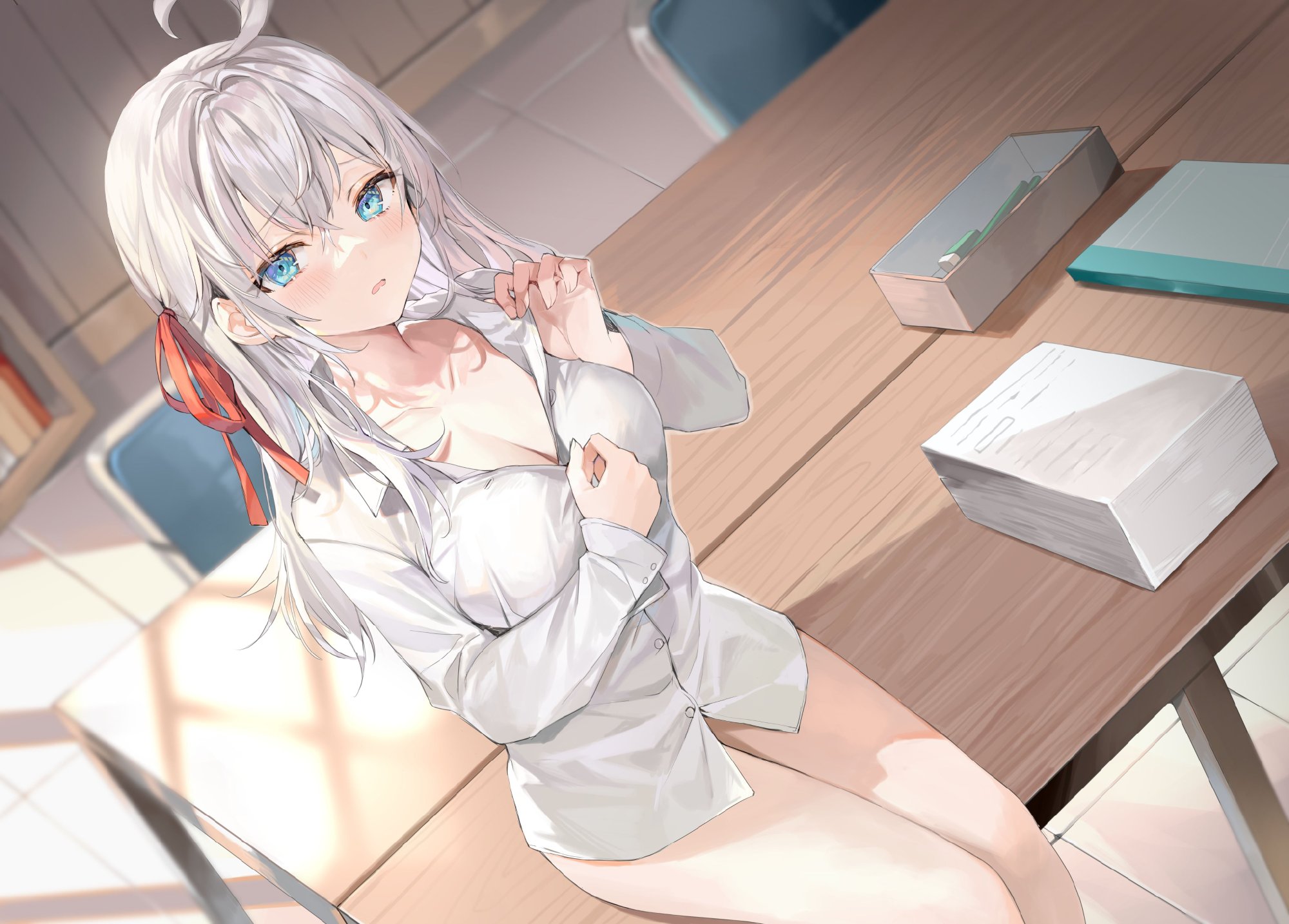 图片[4]-可爱白发傲娇JK!《邻座艾莉同学》官推壁纸插图专辑-忙忙软件库