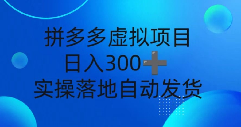 拼多多平台虚拟资源项目，新手日入3张，自动发卡密，实际操作落地式可大批量变大-忙忙软件库