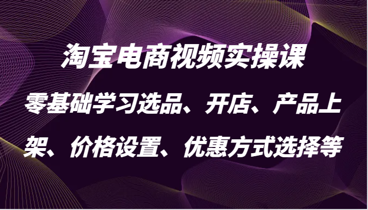 淘宝电商视频实操课，零基础学习选品、开店、产品上架、价格设置、优惠方式选择等-忙忙软件库