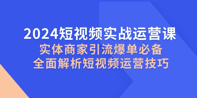 （12987期）2024小视频实战演练运营课，实体商家引流方法打造爆款必不可少，深度剖析自媒体运营方法-忙忙软件库