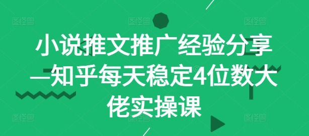 小说推文推广经验分享—知乎每天稳定4位数大佬实操课-忙忙软件库