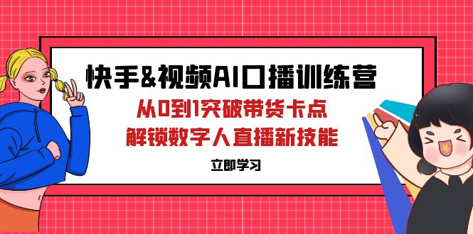 （12665期）快手&视频号AI口播特训营：从0到1突破带货卡点，解锁数字人直播新技能-忙忙软件库