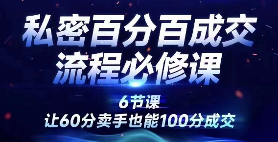 私密百分百成交流程线上训练营，绝对成交，让60分卖手也能100分成交-忙忙软件库