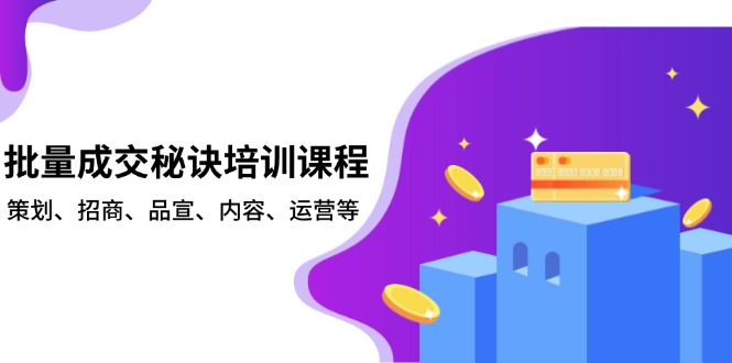 （13908期）批量成交秘诀培训课程，策划、招商、品宣、内容、运营等-忙忙软件库