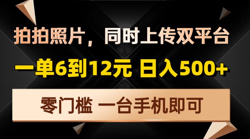 （13783期）拍拍照片，同时上传双平台，一单6到12元，轻轻松松日入500+，零门槛，…-忙忙软件库