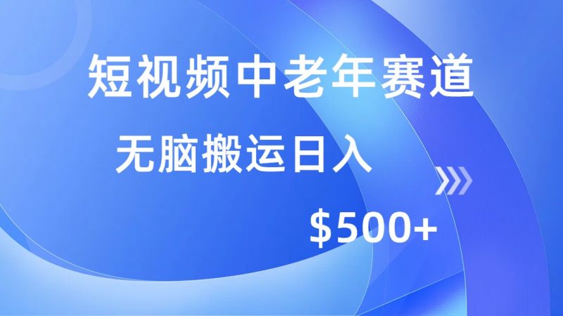 （14254期）短视频中老年人跑道，使用方便，全平台盈利，没脑子运送日入500-忙忙软件库