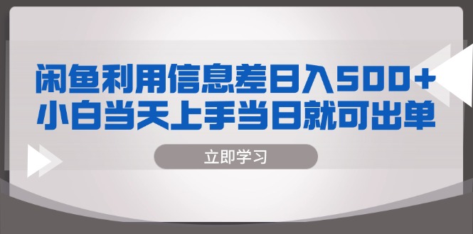 （13170期）闲鱼利用信息差 日入500+  小白当天上手 当日就可出单-忙忙软件库