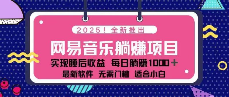 （14185期）2025全新网易云音乐躺着赚钱新项目 每日数分钟 轻轻松松3万-忙忙软件库