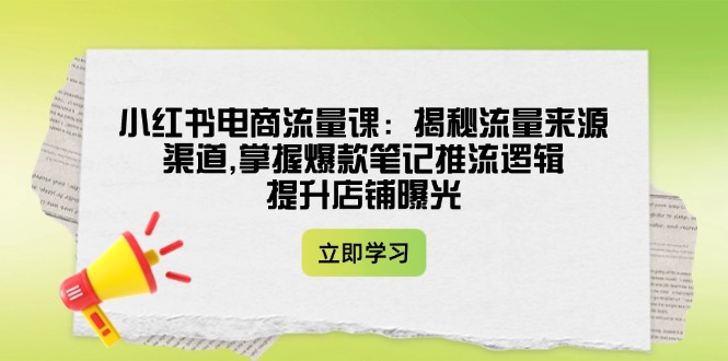 （14318期）小红书电商总流量课：揭密流量渠道方式,把握爆品手记拉流逻辑性,提升店铺曝出-观竹阁