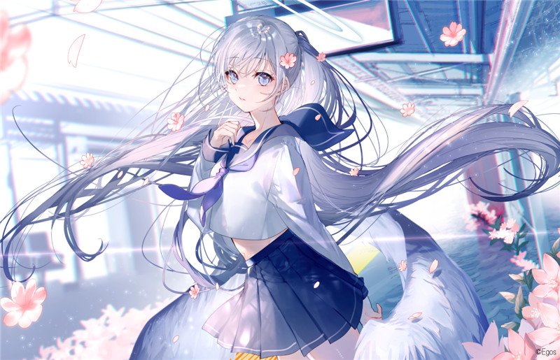 图片[4]-日系插画银发少女灰发女生动漫图集高清壁纸原画-忙忙软件库