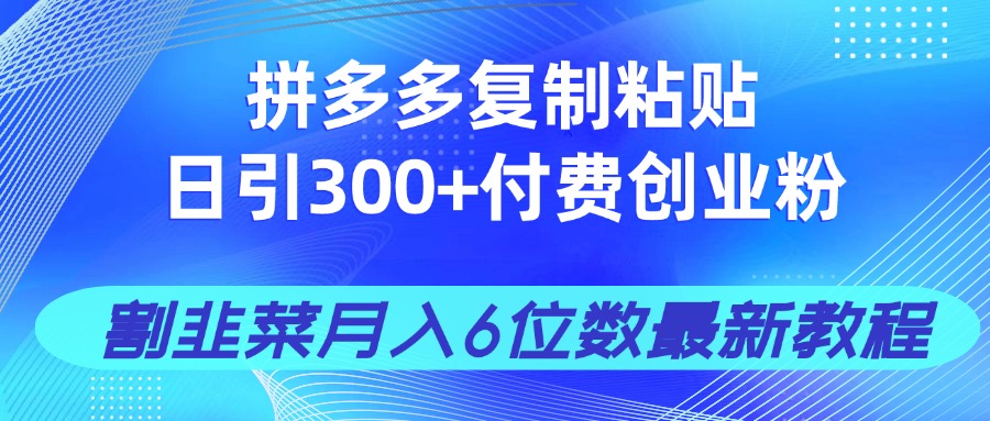 图片[1]-（14232期）拼多多复制粘贴日引300+付费创业粉，割韭菜月入6位数最新教程！-观竹阁