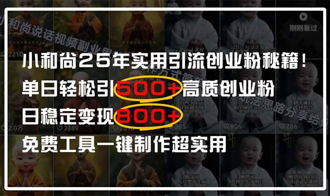 （14436期）小和尚2025年实用引流秘籍！单日轻松引500+高质量创业粉，日变现800+，…-观竹阁