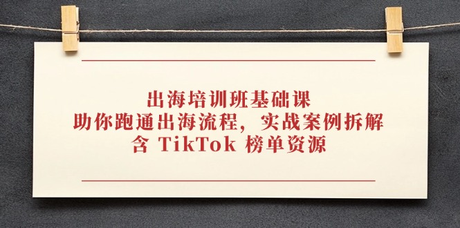 （14555期）出航培训机构专业课，帮助你跑通出航步骤，实战案例拆卸，含 TikTok 排行榜网络资源-观竹阁