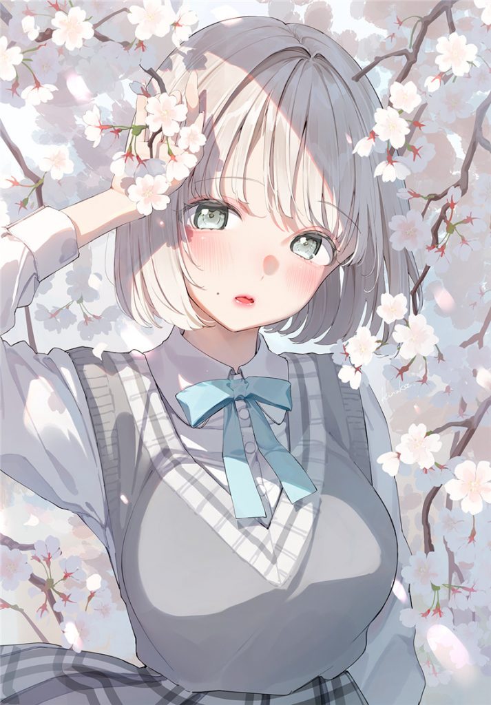 图片[1]-日系插画银发少女灰发女生动漫图集高清壁纸原画-忙忙软件库