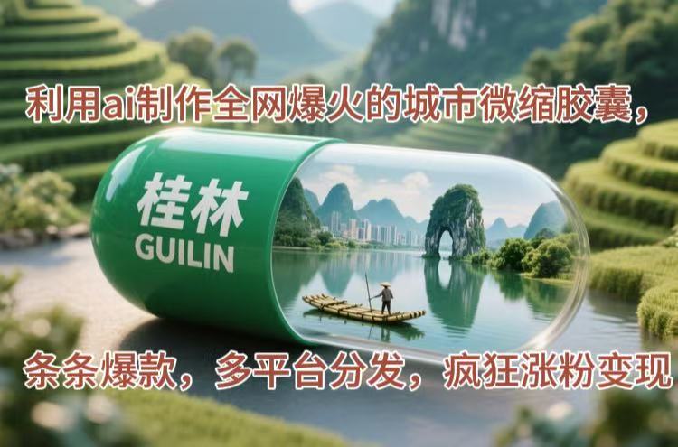 （14704期）运用ai制做各大网站爆红的大城市微型胶襄，一条条爆品，多平台分发，玩命增粉转现-观竹阁
