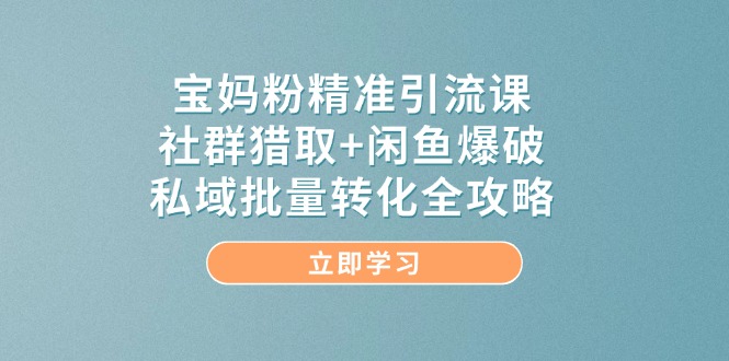 （14820期）宝妈粉精准引流方法课，社群营销捕获 闲鱼平台工程爆破，公域大批量转换攻略大全-观竹阁