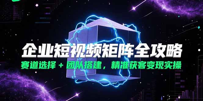 （15242期）企业短视频矩阵全攻略，赛道选择+团队搭建，精准获客变现实操-观竹阁