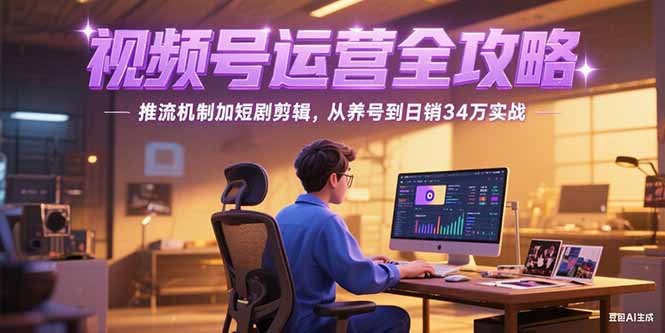 （15217期）2025视频号运营全攻略，推流机制加短剧剪辑，从养号到日销34万实战-观竹阁