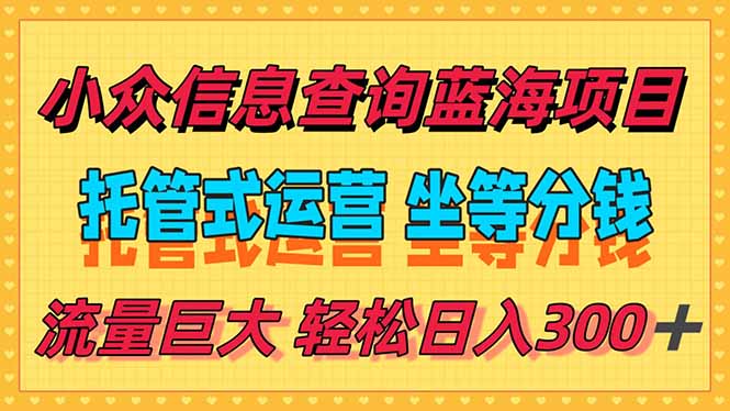 （15216期）稳定日入300＋，小众信息查询蓝海项目，全程懒人式托管，解放你的时间-观竹阁