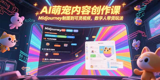 （15311期）AI萌宠内容创作课，Midjourney制图到可灵视频，数字人带货玩法-观竹阁