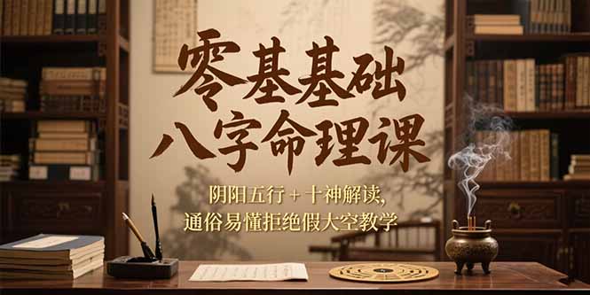（15283期）零基础八字命理课，阴阳五行+十神解读，通俗易懂拒绝假大空教学-观竹阁
