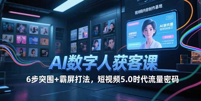 图片[1]-（15247期）AI数字人获客课，6步突围+霸屏打法，短视频5.0时代流量密码-观竹阁