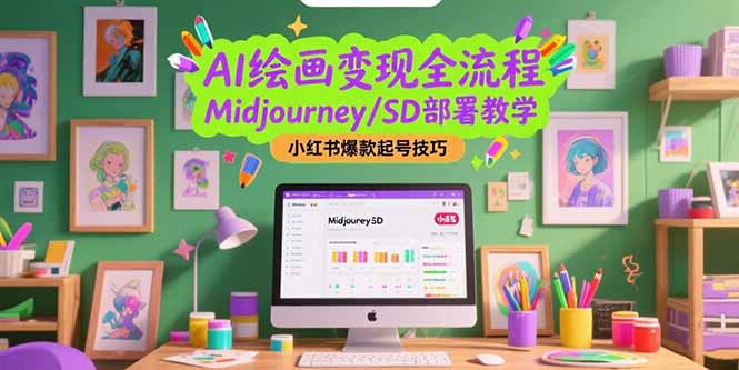 （15324期）AI绘画变现全流程，Midjourney/SD部署教学，小红书爆款起号技巧-观竹阁