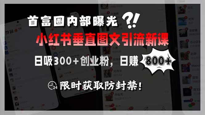 （15313期）首富圈内部曝光小红书垂直图文引流新课，日吸300+创业粉，日赚800+，限…-观竹阁