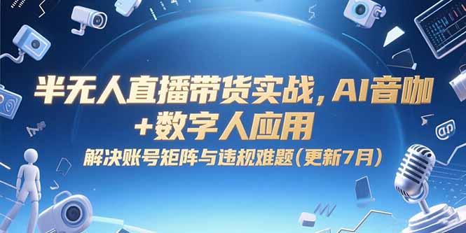图片[1]-（15280期）半无人直播带货实战，AI音咖+数字人应用 解决账号矩阵与违规难题(更新7月)-观竹阁