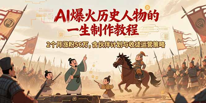（15336期）AI历史人物赛道课程，2个月涨粉56万，含伙伴计划与收徒运营策略-观竹阁