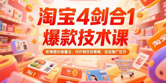 （15415期）淘宝4剑合1爆款技术课73期：阶梯提价破量法，内外销双改策略 全站推广拉升-观竹阁