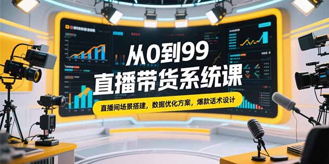 （15362期）从0到99直播带货系统课，直播间场景搭建，数据优化方案，爆款话术设计-观竹阁