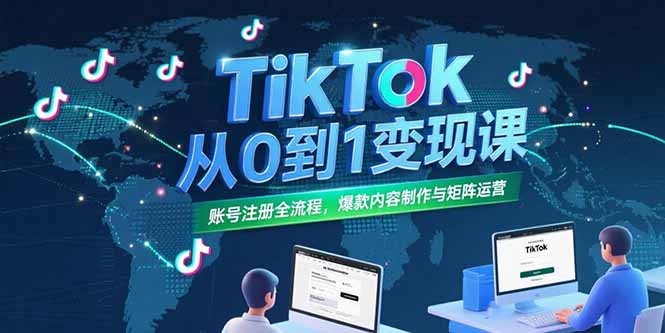 （15346期）TikTok从0到1变现课，账号注册全流程，爆款内容制作与矩阵运营-观竹阁