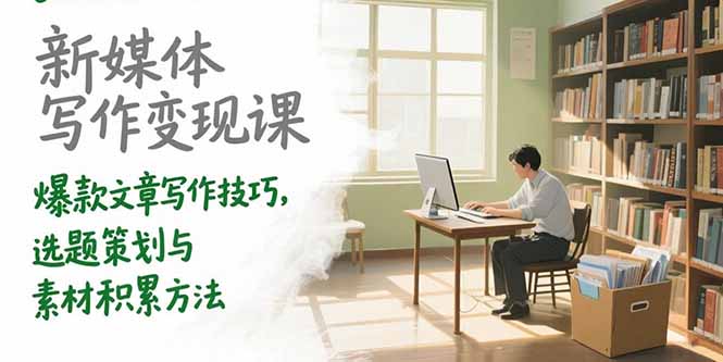 （15345期）新媒体写作变现课，爆款文章写作技巧，选题策划与素材积累方法-观竹阁