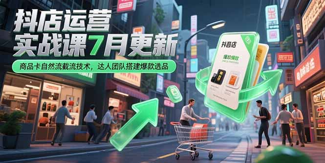 （15329期）抖店运营实战课7月更新，商品卡自然流截流技术，达人团队搭建爆款选品-观竹阁