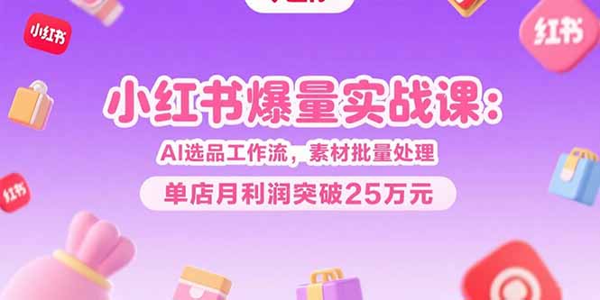 （15462期）小红书爆量实战课：AI选品工作流，素材批量处理，单店月利润突破25万元-观竹阁