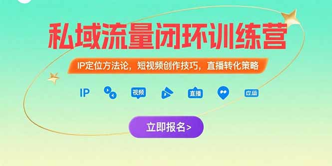 图片[1]-（15396期）私域流量闭环训练营：IP定位方法论，短视频创作技巧，直播转化策略-观竹阁