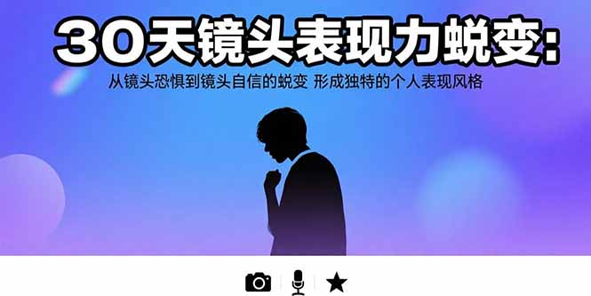 （15522期）30天镜头表现力蜕变：从镜头恐惧到镜头自信的蜕变 形成独特的个人表现风格-观竹阁