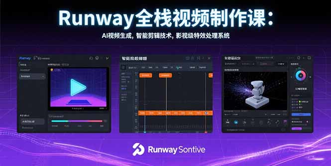 （15515期）Runway全栈视频制作课：AI视频生成，智能剪辑技术，影视级特效处理系统-观竹阁