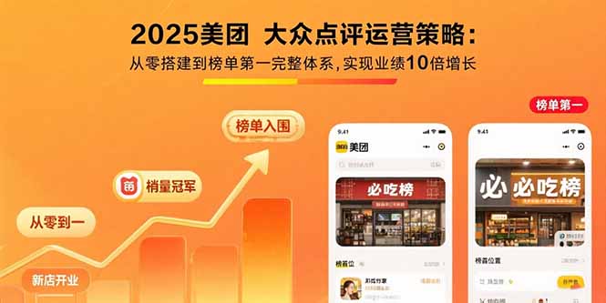 （15602期）2025美团 大众点评运营策略:从零搭建到榜单第一完整体系,实现业绩10倍增长-观竹阁