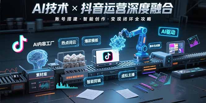 （15630期）AI技术与抖音运营的深度融合应用：涵盖账号搭建、内容创作、收益变现等-观竹阁