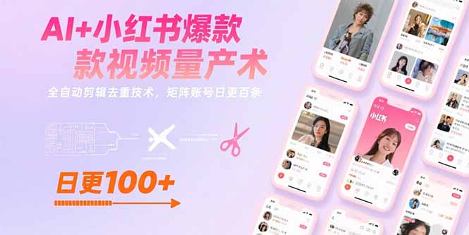 图片[1]-（15542期）AI+小红书爆款视频量产术：全自动剪辑去重技术，矩阵账号日更百条-观竹阁