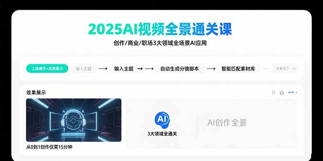 （15762期）2025AI视频全景通关课：涵盖创作/商业/职场3大领域  掌握AI全场景应用-观竹阁