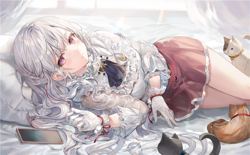 图片[9]-日系插画银发少女灰发女生动漫图集高清壁纸原画-忙忙软件库