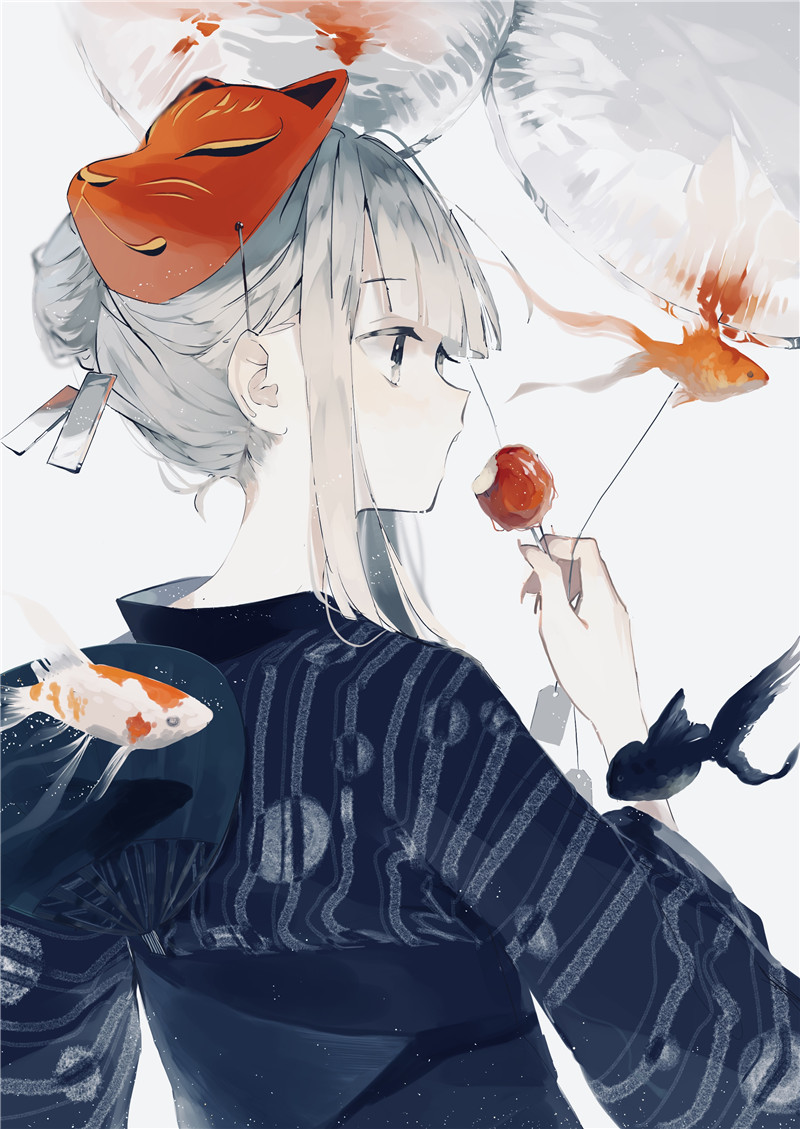 图片[7]-动漫日系狐面狐狸面具人物插画横竖壁纸原画-忙忙软件库