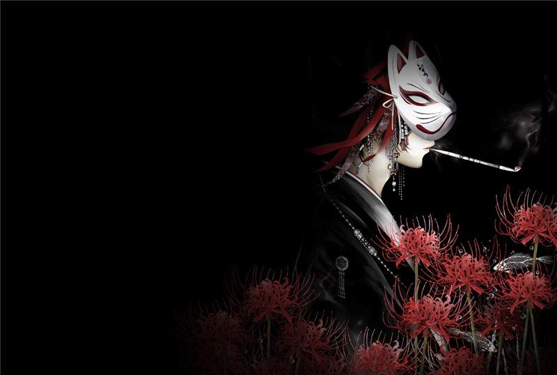 图片[5]-动漫日系狐面狐狸面具人物插画横竖壁纸原画-忙忙软件库